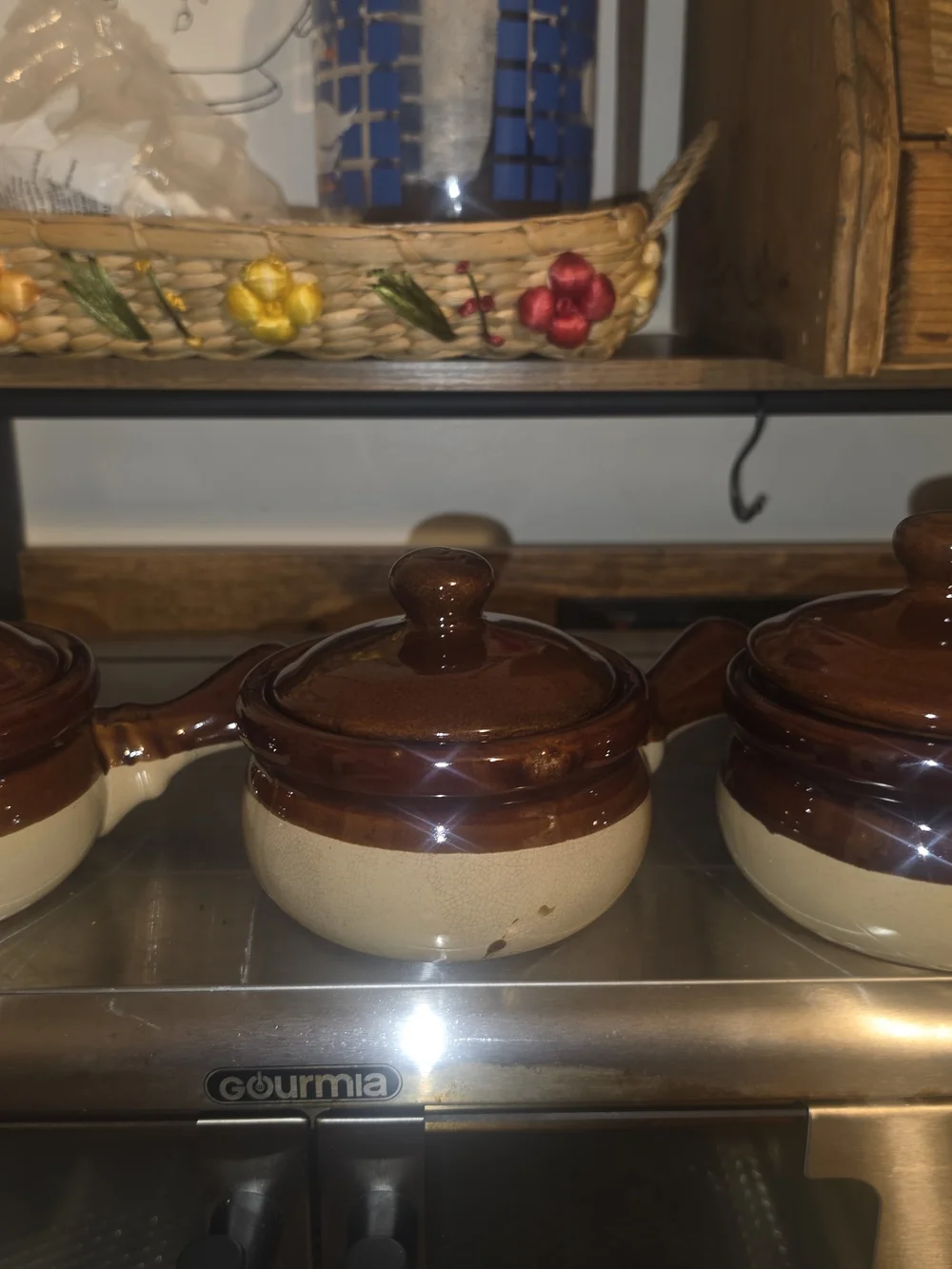 Brown and Cream Ceramic Sauce Pot with Lid